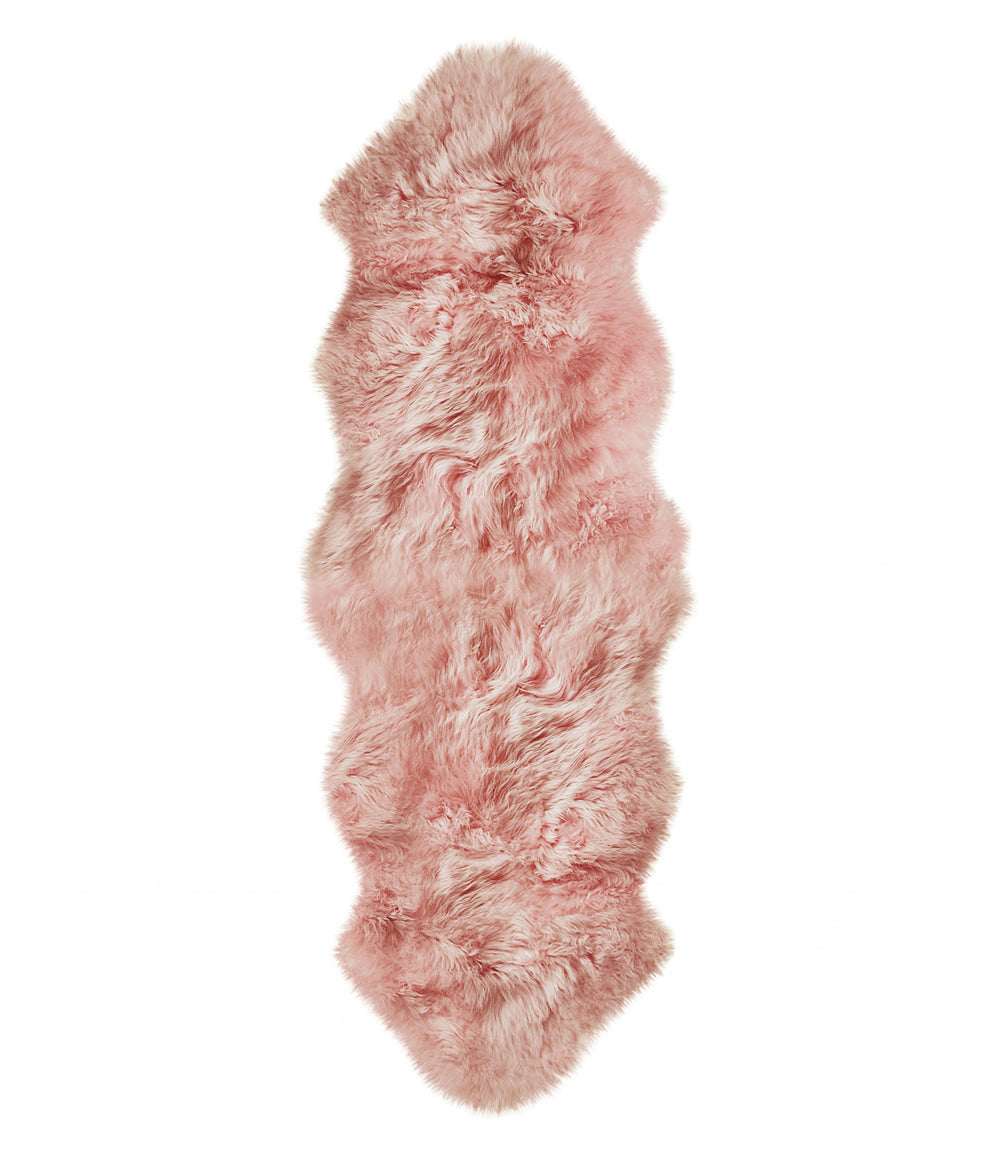 Homeroots Pink Animal Print Area Rug Pink Genuine Sheepskin 294271