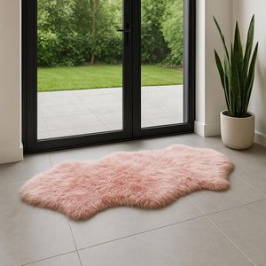 HomeRoots 6' Genuine Sheepskin Shag Area Rug with Modern Animal Print - Luxurious Comfort for Any Space Pink 294271