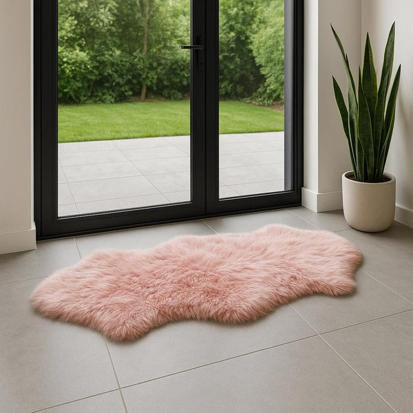 HomeRoots 6' Genuine Sheepskin Shag Area Rug with Modern Animal Print - Luxurious Comfort for Any Space Pink 294271