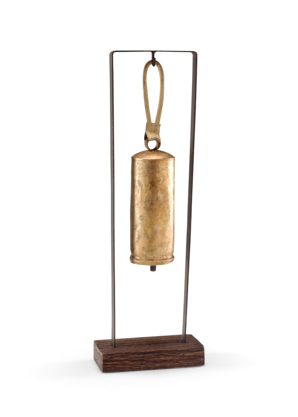 Wildwood Bells Large Decorative Brass Bell With Patina Wood Yoke & Iron Suspension For Rustic Entryway Accent 294276