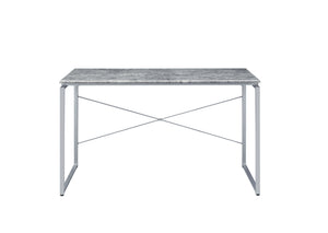 English Elm Jurgen Industrial Faux Concrete Writing Desk with Silver Metal Sled Base, Modern Office Table 48" B2726P282410