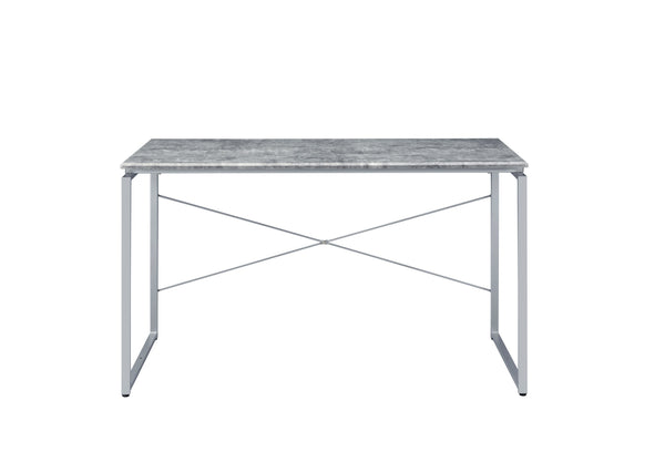 English Elm Jurgen Industrial Faux Concrete Writing Desk with Silver Metal Sled Base, Modern Office Table 48" B2726P282410