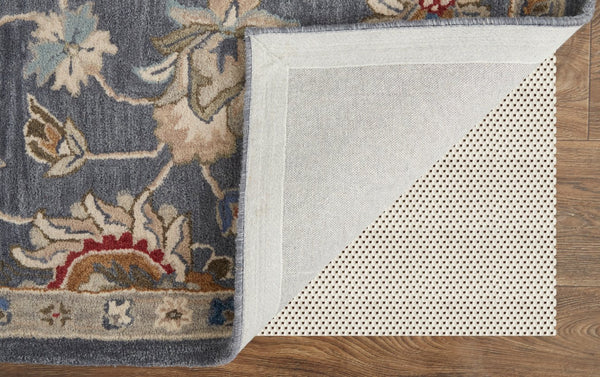 Feizy Rugs Rylan Hand-tufted Wool Rug - Elegant Floral Design With Cool Hues For A Transitional Home Aesthetic Gray,Ivory,Red Wool Ryl8639fblu000f00