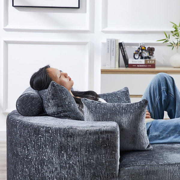 English Elm 55''L Chenille sponge single sofa sleeper chair — no assembly, ultra-soft chenille, plush backrest pillow comfort for living room relaxation Grey W834P221026