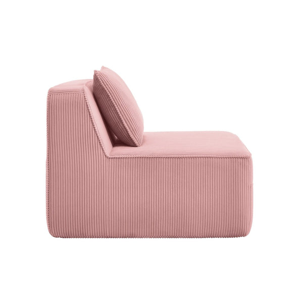 English Elm Martha Armless Corduroy Sofa Deep Seat Lounge Design with Cloud Comfort Pillows Pink W3041P353185