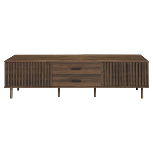 English Elm 70inch Rattan Door Media Console with Iron Legs Natural Wood Finish Living Room N710P429516Q