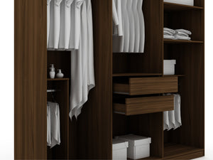 English Elm Gramercy 82" Wardrobe Organizer with Soft-Close Doors, Aluminum Rods, Shelves & Center Drawers Chestnut B365S00003