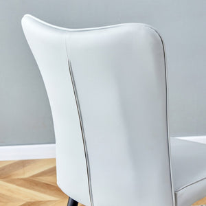 English Elm Table Modern Black Marble Mdf Dining Set With 6 Light Gray Pu Chairs - Stylish, Durable, Comfortable W1151S02528-GIGA