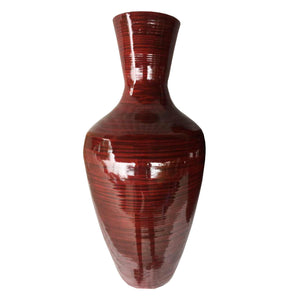 Homeroots 30" Red Lacquer Spun Bamboo Floor Vase  Bamboo 294832