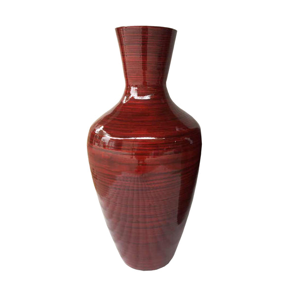 Homeroots 30" Red Lacquer Spun Bamboo Floor Vase  Bamboo 294832