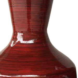 Homeroots 30" Red Lacquer Spun Bamboo Floor Vase  Bamboo 294832