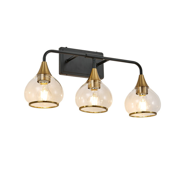 English Elm 23" Three Light Matte Black Brass Vanity Sconce with Clear Glass for Bath or Bedroom W1340P266137