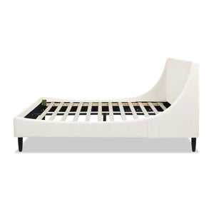 English Elm Jennifer Taylor Home - Aspen Vertical Tufted Platform Bed Set, Queen Size In Cloud White Velvet – Handmade Comfort & Style B2719P238513