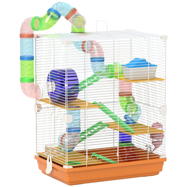 English Elm Pawhut 5 Tier Small Animal Habitat with Tubes Tunnels Exercise Wheel and Carry Handle W2225P229564
