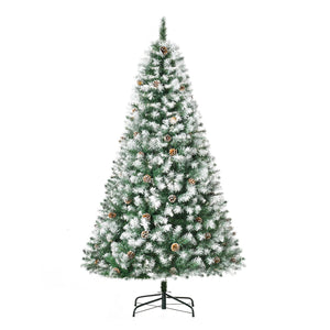 English Elm Homcom 6Ft Snow-Dusted Full Fir Christmas Tree With 800 Lifelike Tips & 61 Pine Cones For Holiday Charm W2225P229779