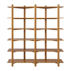 English Elm 6 Tier Acacia Veneer Bookshelf Open Storage Unit Heavy Duty Pine Wood Frame Display N758P412462N