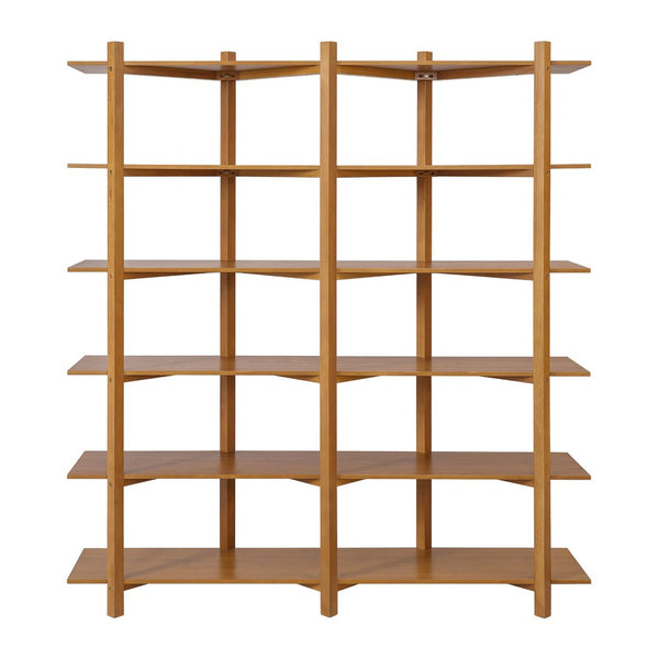 English Elm 6 Tier Acacia Veneer Bookshelf Open Storage Unit Heavy Duty Pine Wood Frame Display N758P412462N