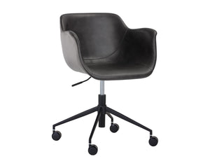 Sunpan Owen Office Chair - Modern Urban Design in Town Grey Faux Leather with Easy Mobility Castors