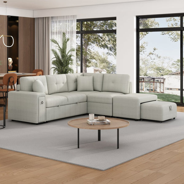 English Elm Sku Convertible Sleeper Sofa with Storage Drawer Ottoman Usb Ports Studio Ready N719P185588E