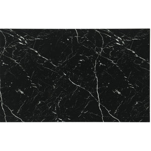 English Elm Sarang Faux Marble Black Dining Table with 4 Silver Padded Chairs — Solid Wood MDF, Sturdy Craftsmanship B201P359580