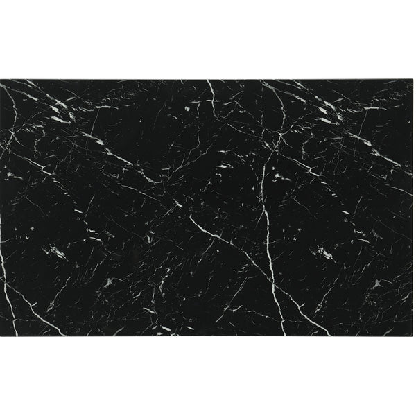 English Elm Sarang Faux Marble Black Dining Table with 4 Silver Padded Chairs — Solid Wood MDF, Sturdy Craftsmanship B201P359580