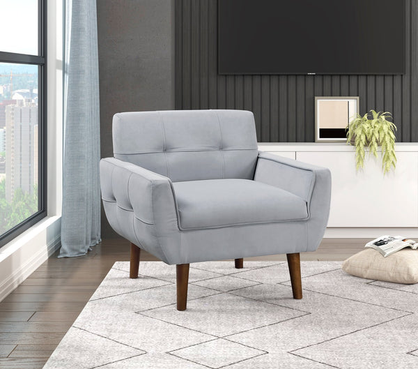 English Elm Gray Accent Chair Velvet Tufted Upholstered Seat with Cushioned Back, Modern Living Room Accent B011P283267