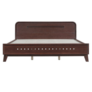 English Elm Christopher Knight Home® - Pine Queen Size Bed In Dark Walnut, Solid Pine Frame With No Box Spring, Classic Comfort & Style N770P291028W_N770P291029W