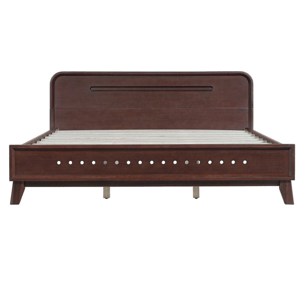 English Elm Christopher Knight Home® - Pine Queen Size Bed In Dark Walnut, Solid Pine Frame With No Box Spring, Classic Comfort & Style N770P291028W_N770P291029W