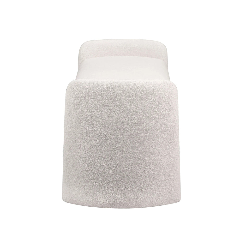 English Elm Velvet Bouclé Upholstered Accent Bench with Padded Foam Seat, Rounded Arm Supports in Ivory Elegance B016P381263