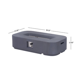 English Elm Outdoor Rectangular Mgo Concrete Fire Pit 50000 Btu Propane Patio Focal Point Gray N772P409034G