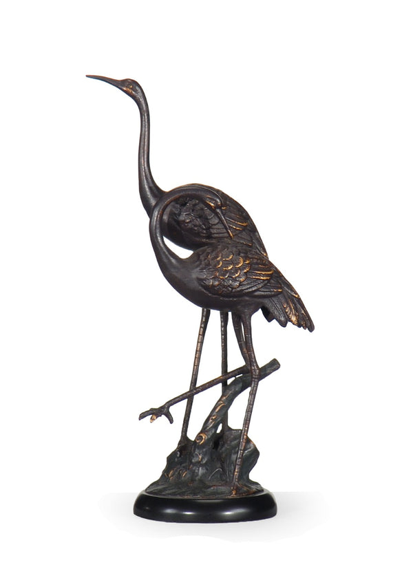 Wildwood Cranes Hand-Finished Bronze Cast Alloy Sculpture — Elegant Two-Tone Mantel Accent, 14.5"H Displayable 295091
