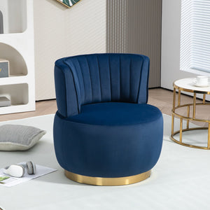 English Elm 360 Cozy Swivel Barrel Chair Velvet Accent Armchair with High-Density Foam, Sturdy Frame, 300lb Capacity Navy W395P145392