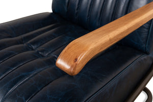 Sarreid Bel-air Arm Chair Blue - Luxe Chateau Leather, Stylish Bronze Accents, Rubber Wood & Jute Design Blue  29515