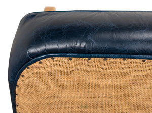 Sarreid Bel-air Arm Chair Blue - Luxe Chateau Leather, Stylish Bronze Accents, Rubber Wood & Jute Design Blue  29515