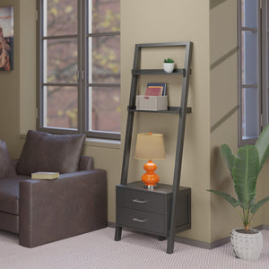 Winsome Wood Bellamy 2-drawer Leaning Shelf In Black - Stylish Space-saving Unit For Modern Homes & Apartments Black Solid ,Composite Wood 29522-winsome-wood