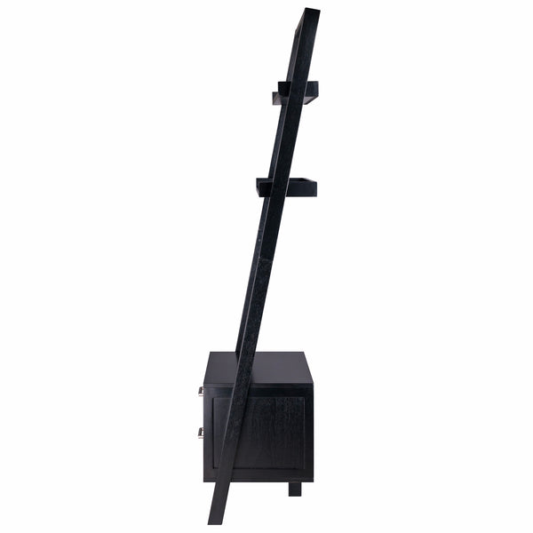 Winsome Wood Bellamy 2-drawer Leaning Shelf In Black - Stylish Space-saving Unit For Modern Homes & Apartments Black Solid ,Composite Wood 29522-winsome-wood