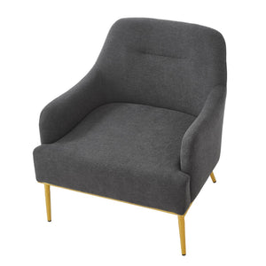 English Elm Modern Chenille Armchair with Curved Back Gold Legs Plush Accent Seat for Any Room Dark Gray N763P360684R