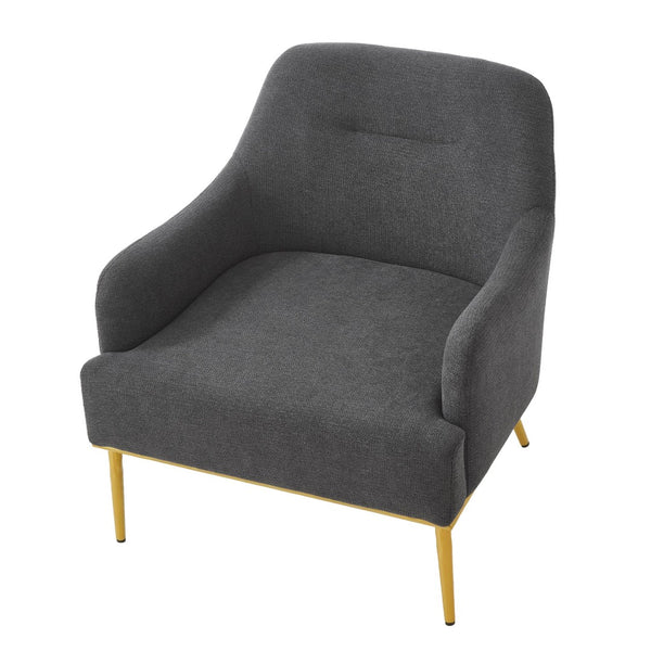 English Elm Modern Chenille Armchair with Curved Back Gold Legs Plush Accent Seat for Any Room Dark Gray N763P360684R