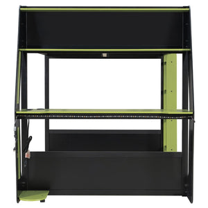 English Elm Full-size Gaming Loft Bed with Integrated Rgb Desk Usb Ports and Esports Frame Green LT000239AAG