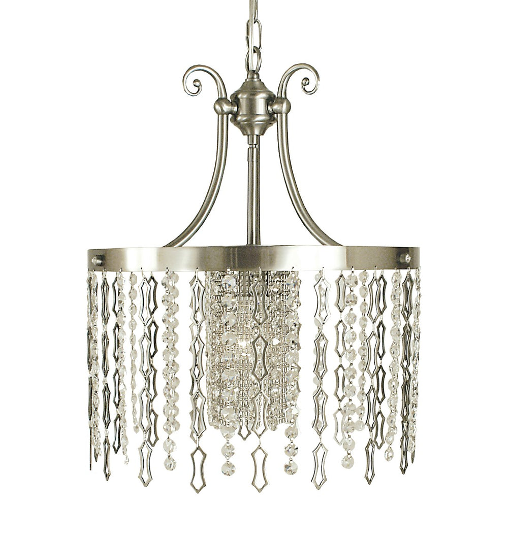 Framburg 1-light Captivating Dining Chandelier With Layered Metal And Crystal Strands For Elegant Illumination Brushed Nickel Metal 2954 Bn
