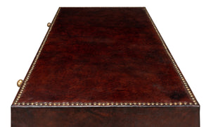 Sarreid Studded Antique Leather Chest - Elegant Brown Wood Design With Brass Handle & Decorative Tacks Brown  29541