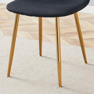 English Elm 4-Piece Modern Luxe Dining Set: 36.6'' Round Glass Table & Black-Gold Chairs For Stylish Spaces W1151S03682