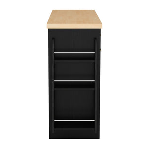 English Elm Trexm Farmhouse Kitchen Sideboard with Hidden Trash Cabinet and Built-in Spice Rack Black XW000027AAB