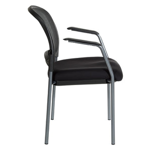 OSP Home Furnishings Progrid Mesh Back Stackable Office Chair with Titanium Frame and Lumbar Support Coal 86710R-30