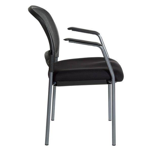 OSP Home Furnishings Progrid Mesh Back Stackable Office Chair with Titanium Frame and Lumbar Support Coal 86710R-30