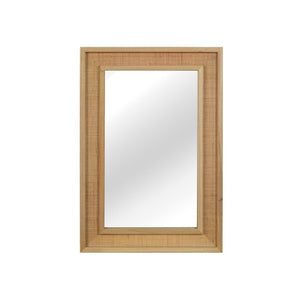 English Elm Natural Rattan Wrapped Solid Wood Rectangular Mirror Handcrafted Farmhouse Bathroom Entryway Natural Wood W2203P436617