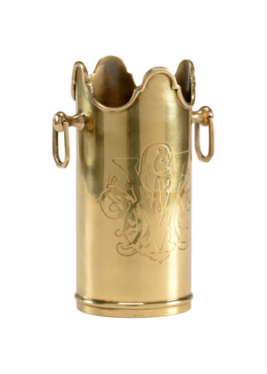 Wildwood Vanderbilt Brass Wine Chiller With Antique Patina And George W. Vanderbilt Monogram—Elegant Tablepiece 9.5h x 7w x 4.75d 295528