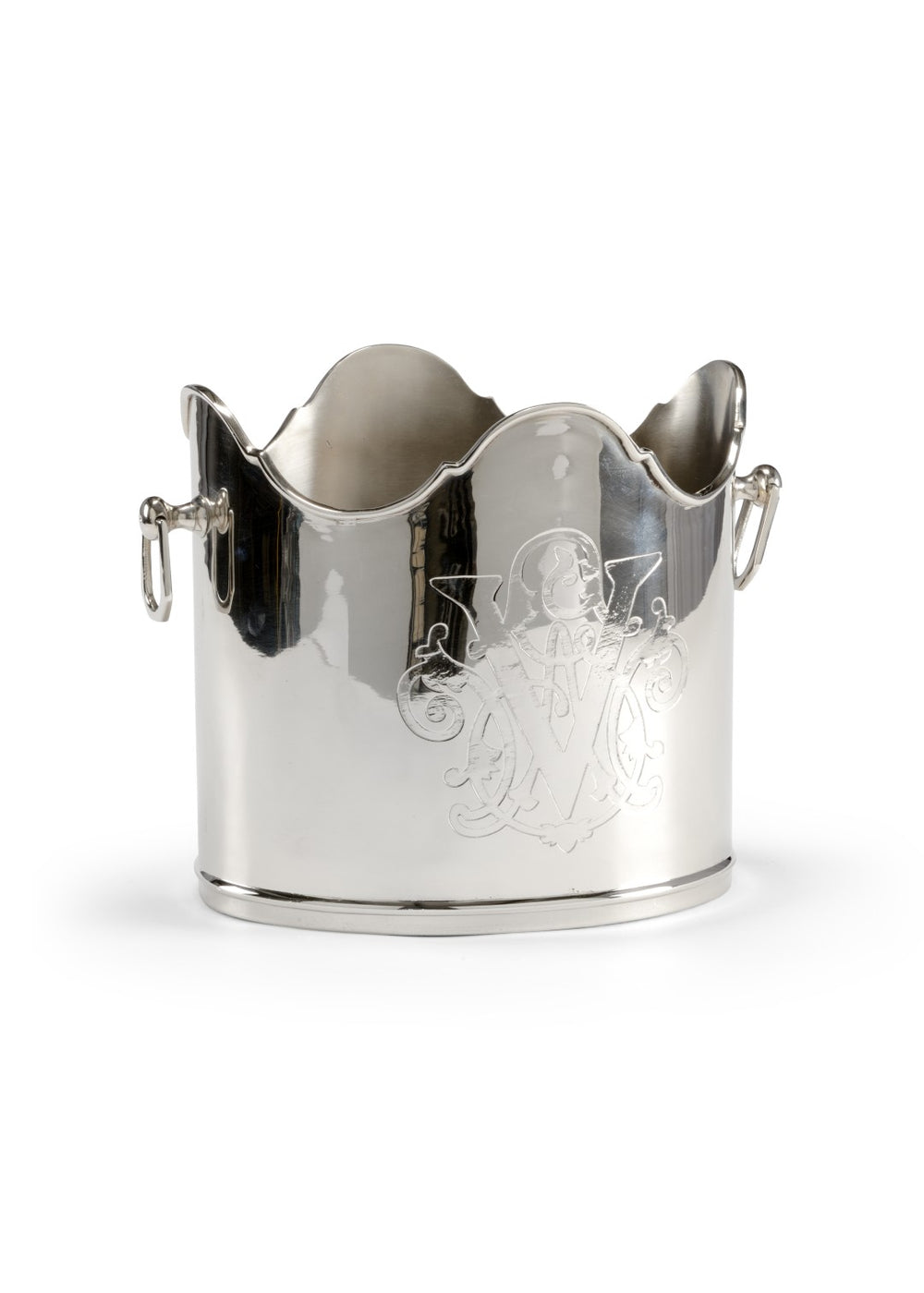 Wildwood Vanderbilt Monogram Nickel Wine Chiller — Hand-Polished Heritage Design, Keeps Bottles Cold Elegantly 295529