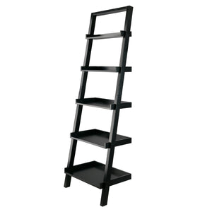 Winsome Wood Bellamy 5-tier Leaning Shelf In Black - Stylish Space-saver For Modern Homes, Perfect For Small Areas Black Solid ,Composite Wood 29553-winsome-wood