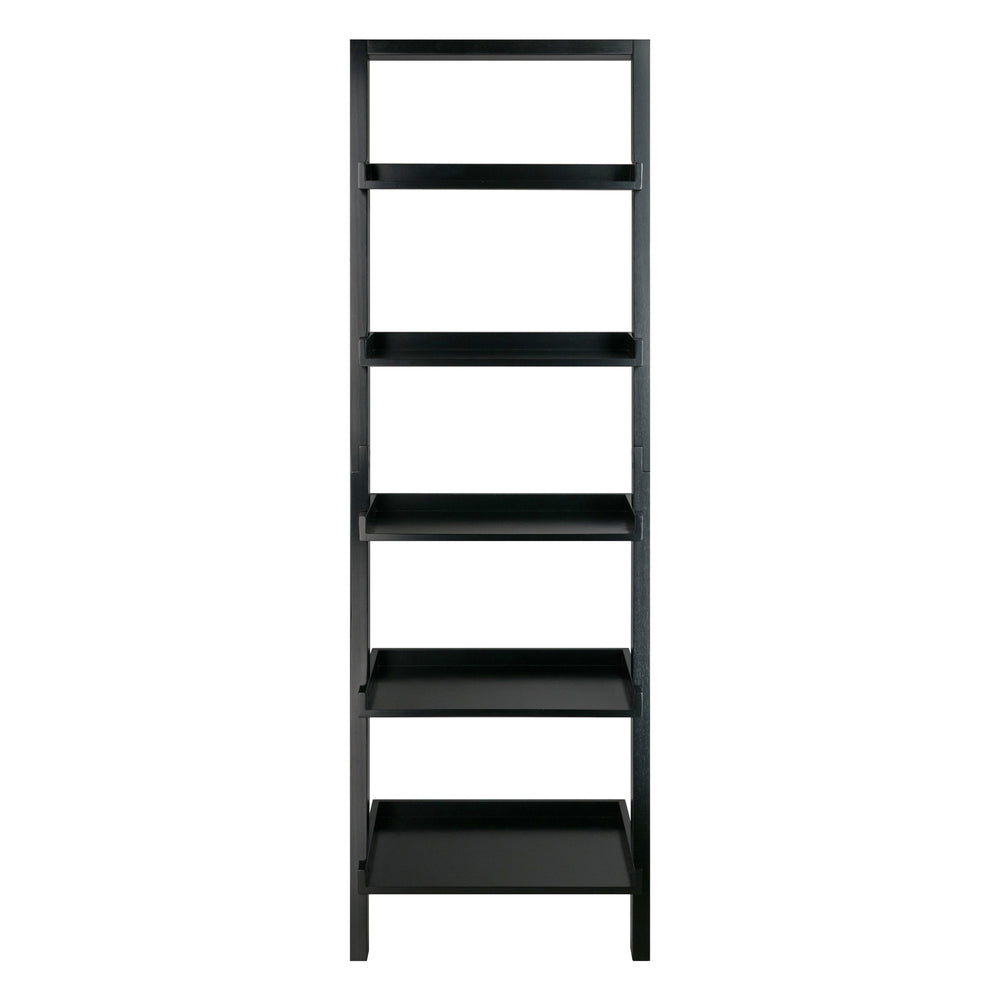 Winsome Wood Bellamy 5-tier Leaning Shelf In Black - Stylish Space-saver For Modern Homes, Perfect For Small Areas Black Solid ,Composite Wood 29553-winsome-wood